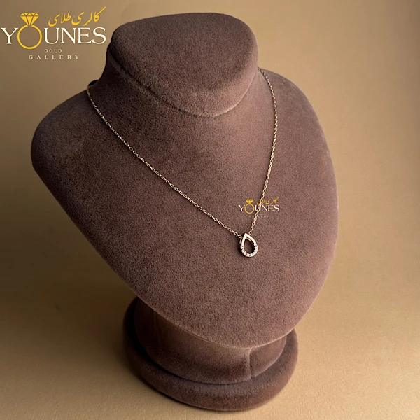 گردنبند طلا اشکی توخالی نگینی